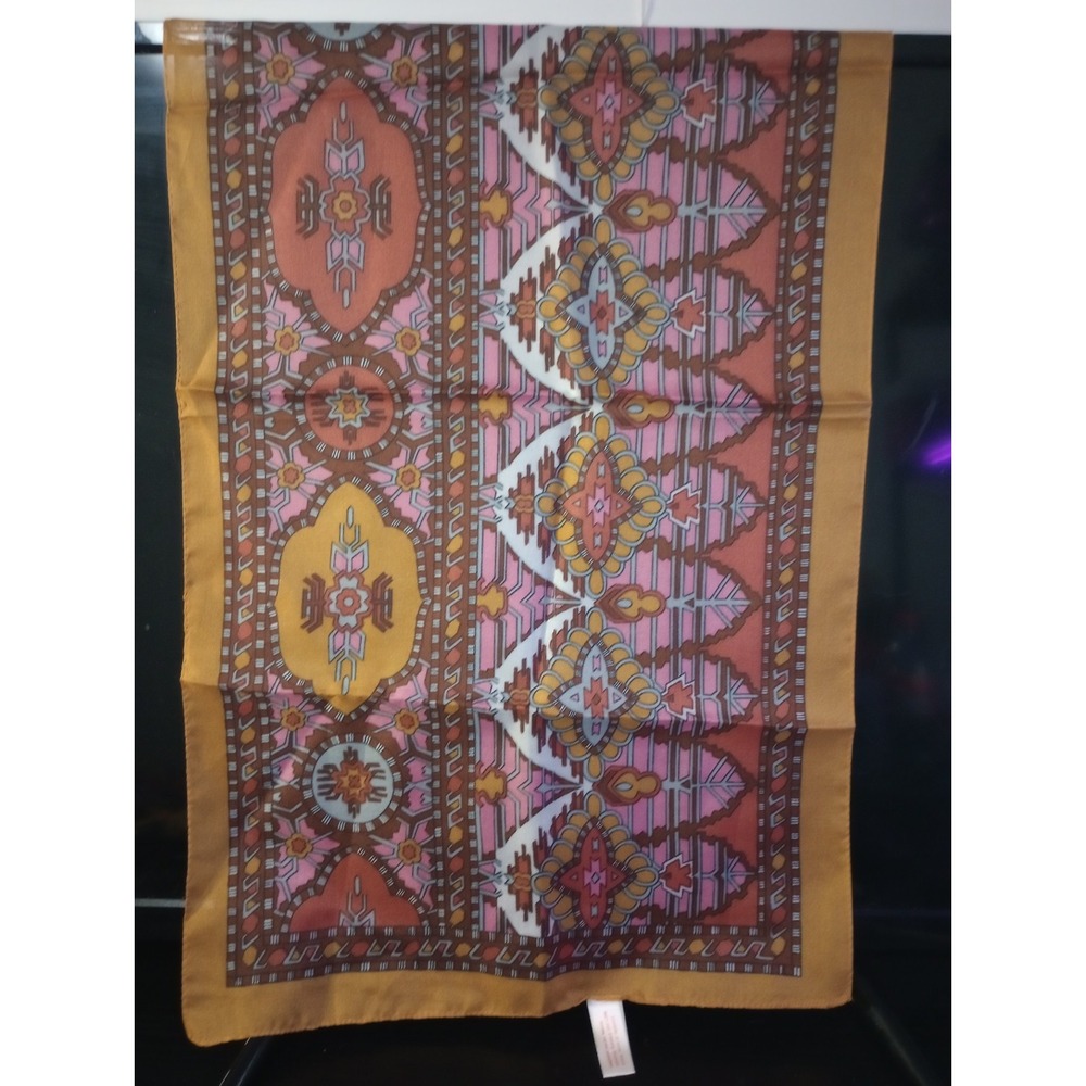 Vintage Italian Geometric Skinny Scarf • 44" x 12.75" • Boho Retro Print‎ • Made